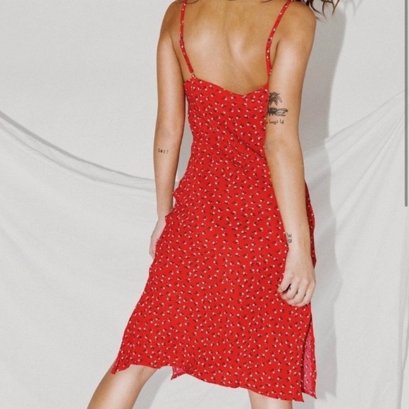 Princess Polly Red Floral Slip Dress Size 4 - Picture 2 of 10